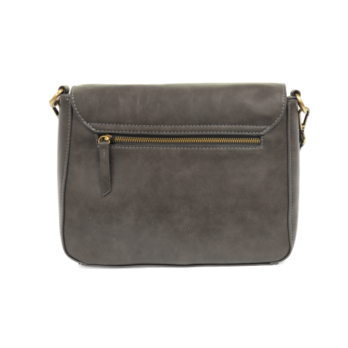 Gray Lexie Convertible Shoulder Bag Faux Suede Trim